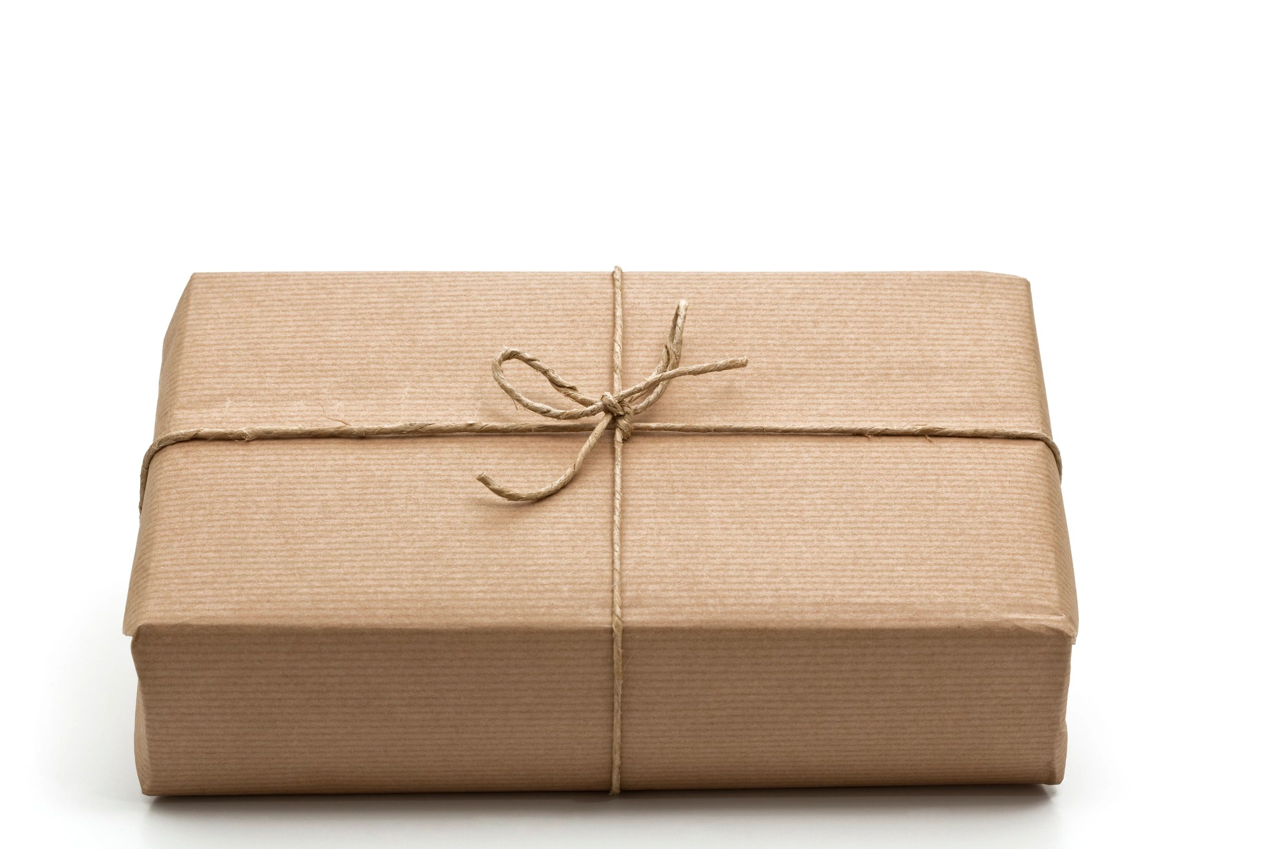 Simple wrapped package suggesting handcrafted personalized orders
